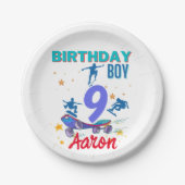 Skateboard Geburtstag Junge Party farbenfroh Pappteller (Vorderseite)