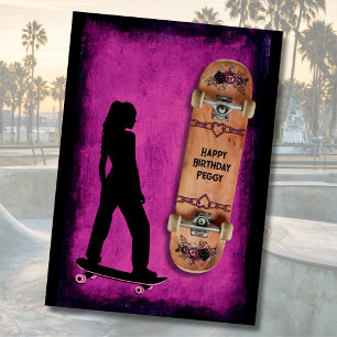 Skateboard-Geburtstagskarte "Shred Like a Girl" Karte