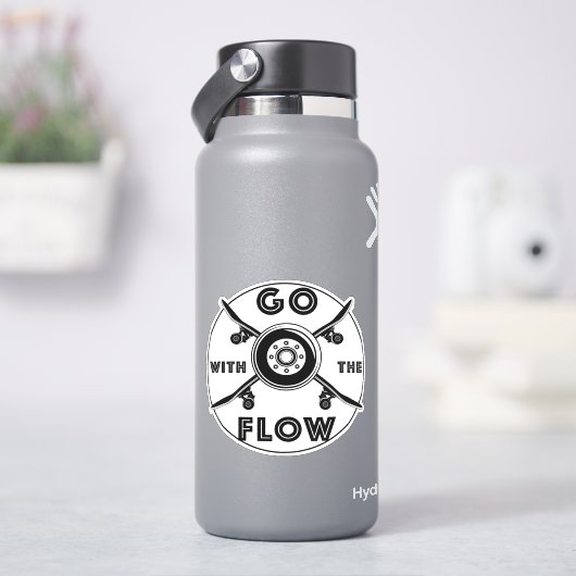 Skateboard geht mit dem Flow 4" Kiss Cut Vinyl Aufkleber (HydroFlask)