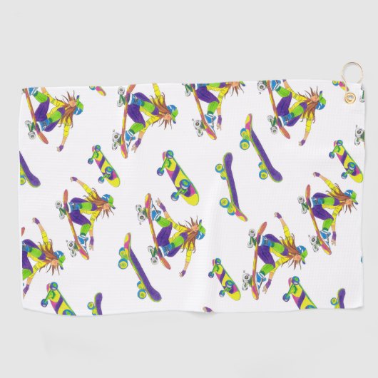 Skateboard-Girl Golfhandtuch (Horizontal)