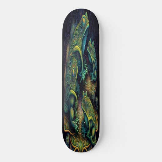 Skateboard Girly Green Artistic Frogs (Vorderseite)