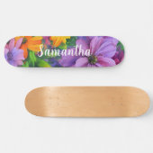 Skateboard Girly Muster Lila Blumenmuster Blume (Horizontal)