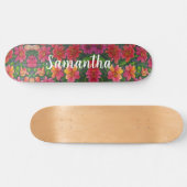 Skateboard Girly Pattern Rote orangefarbene Blume (Horizontal)