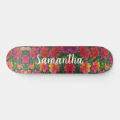 Skateboard Girly Pattern Rote orangefarbene Blume (Horizontal)
