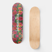 Skateboard Girly Pattern Rote orangefarbene Blume (Vorderseite)