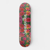 Skateboard Girly Pattern Rote orangefarbene Blume (Vorderseite)