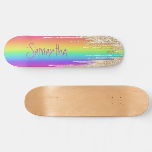 Skateboard Girly Sparkle Lila Rainbow (Horizontal)
