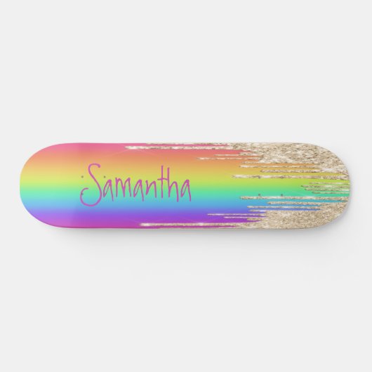 Skateboard Girly Sparkle Lila Rainbow (Horizontal)