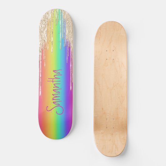Skateboard Girly Sparkle Lila Rainbow (Vorderseite)