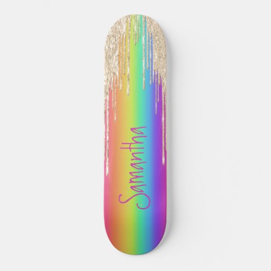 Skateboard Girly Sparkle Lila Rainbow (Vorderseite)