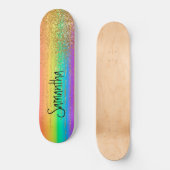 Skateboard Gold Sparkle Rainbow (Vorderseite)