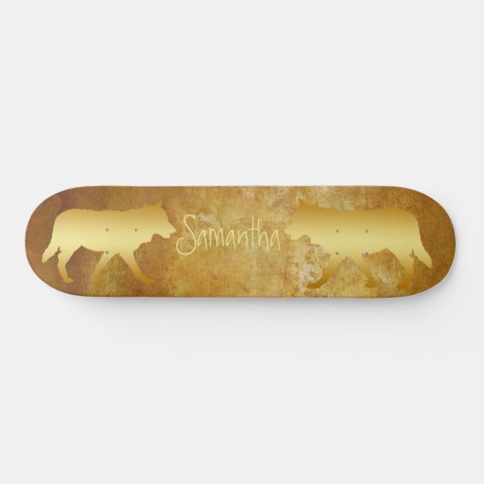 Skateboard Goldwölfe personalisiert (Horizontal)