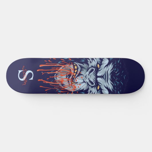 Skateboard Grau Gorilla Skull Monogram (Horizontal)