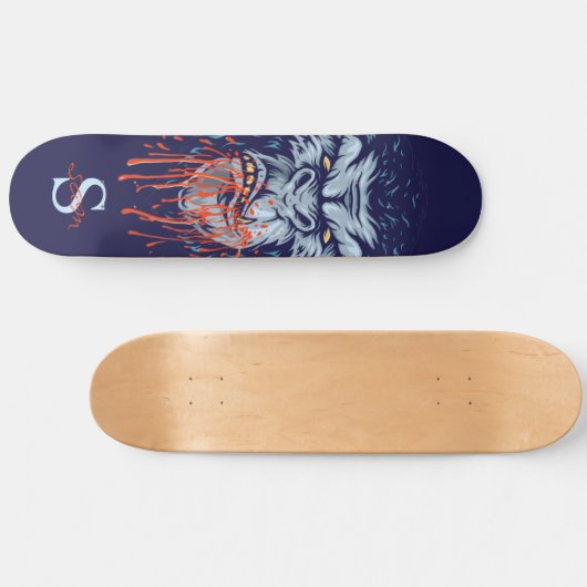 Skateboard Grau Gorilla Skull Monogram (Horizontal)