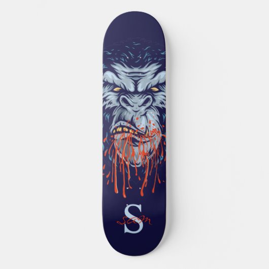 Skateboard Grau Gorilla Skull Monogram (Vorderseite)