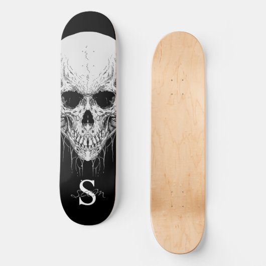 Skateboard Grau Skull Monogram (Vorderseite)