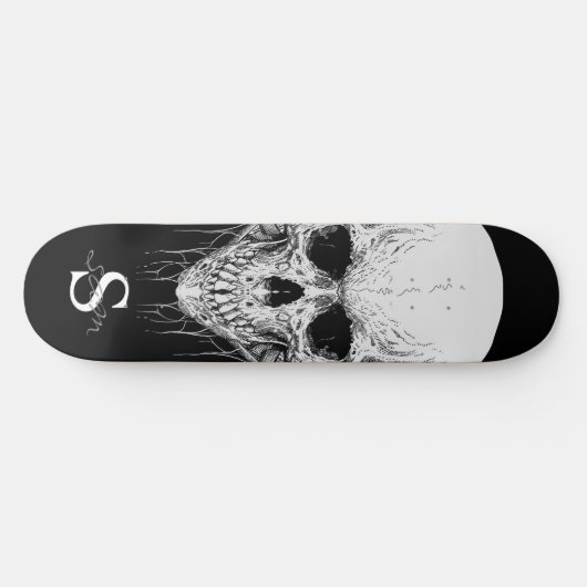 Skateboard Grau Skull Monogram (Horizontal)