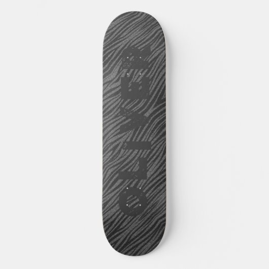 Skateboard, grauer Glitzer, Tierdruck Zebrastreife Skateboard (Vorderseite)