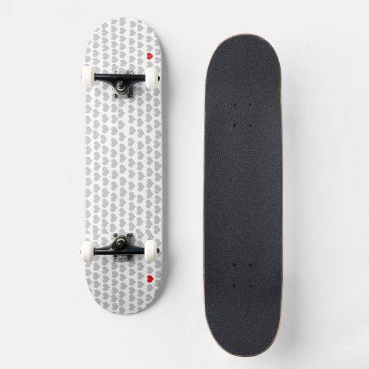 Skateboard - Grey Hearts Red Heart (Vorderseite)