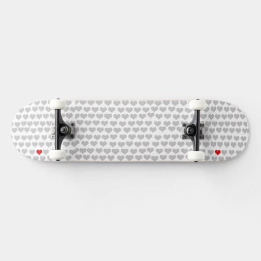 Skateboard - Grey Hearts Red Heart (Horizontal)
