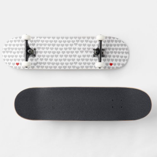 Skateboard - Grey Hearts Red Heart (Horizontal)