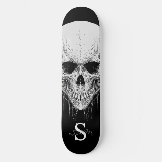 Skateboard Grey Skull Monogramm (Vorderseite)