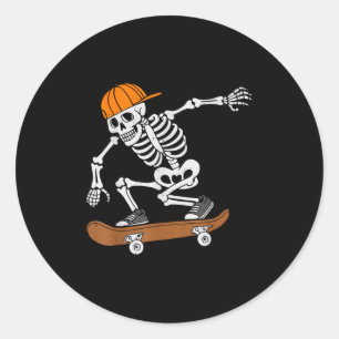 Skateboard Halloween Kostüm Skelett Skateboardin Runder Aufkleber