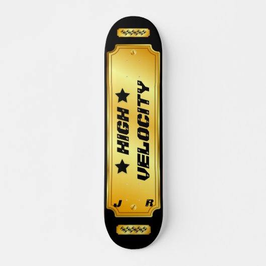 Skateboard "High Velocity" - Gold/Schwarz Mit Mono (Vorne)
