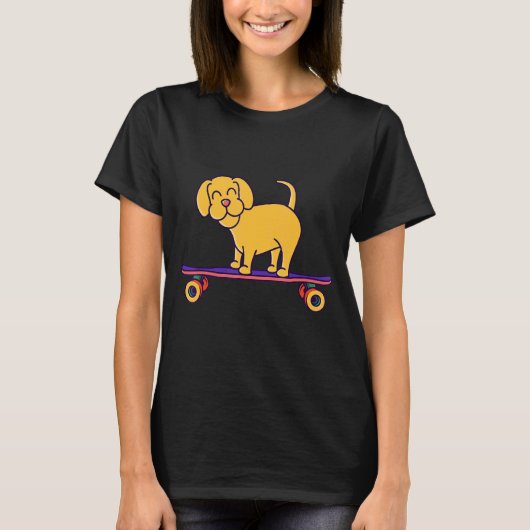 Skateboard-Hund auf einem Longboard T-Shirt (Vorderseite)