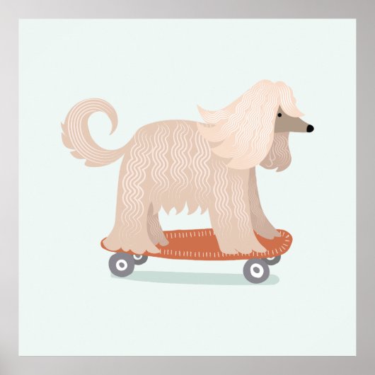 Skateboard-Hund-Wandkunst Poster (Vorne)