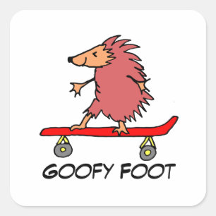 Skateboard-Igel Goofy Foot Quadratischer Aufkleber