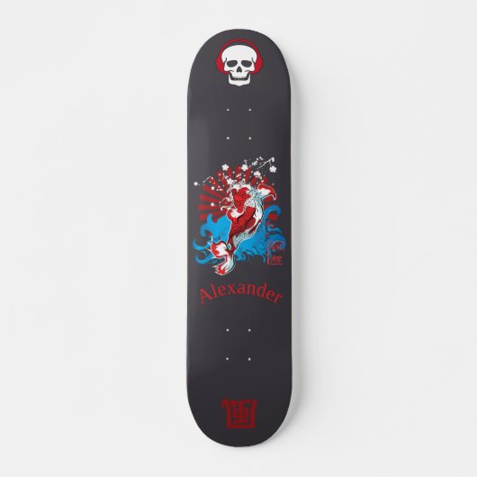 Skateboard im japanischen Stil mit Anagramm 風 kund (Vorne)