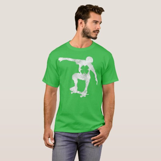 Skateboard Irish St Patricks Day Kleeblatt T-Shirt (Vorne ganz)