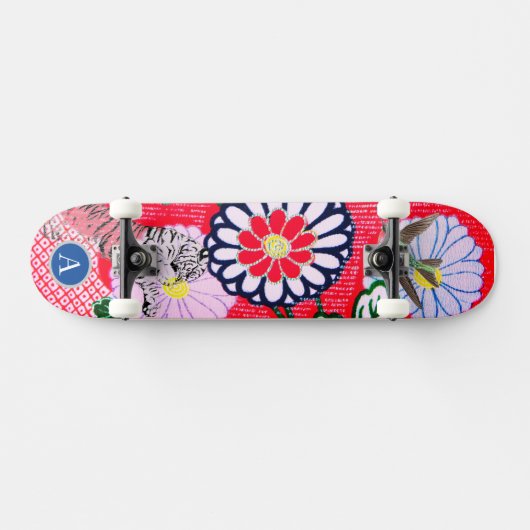 SKATEBOARD JAPANISCHE BLUME UND TIGER DIY INITIAL (Horizontal)