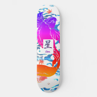 SKATEBOARD JAPANISCHE WELLEN MIT SCHWARZ KOI FISH