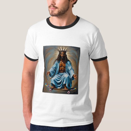 Skateboard Jesus Crowned King Streetwear T-Shirt (Vorderseite)