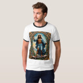 Skateboard Jesus Sacred Icon Art Grafisches T-Shir T-Shirt (Vorne ganz)
