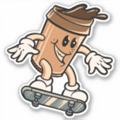 Skateboard Kaffee Cup 4" Kiss Cut Vinyl Aufkleber (Vorderseite)