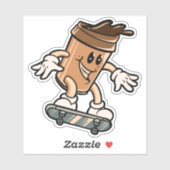 Skateboard Kaffee Cup 4" Kiss Cut Vinyl Aufkleber (Blatt)