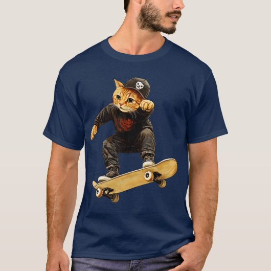 Skateboard Katze T - Shirt (Vorderseite)