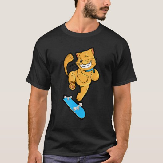 Skateboard Kickflip Cat for Skateboarders and Cat T-Shirt (Vorderseite)