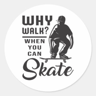 Skateboard Kickflip Skaten Skate Funny Gift Idee Runder Aufkleber