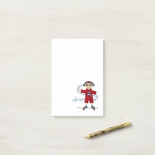 Skateboard-Kind Post-it Klebezettel (Auf Schreibtisch)