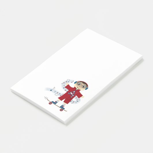 Skateboard-Kind Post-it Klebezettel (angewinkelt)