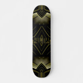 Skateboard-Kunst-Deko-Schwarz-Gold Skateboard (Vorne)