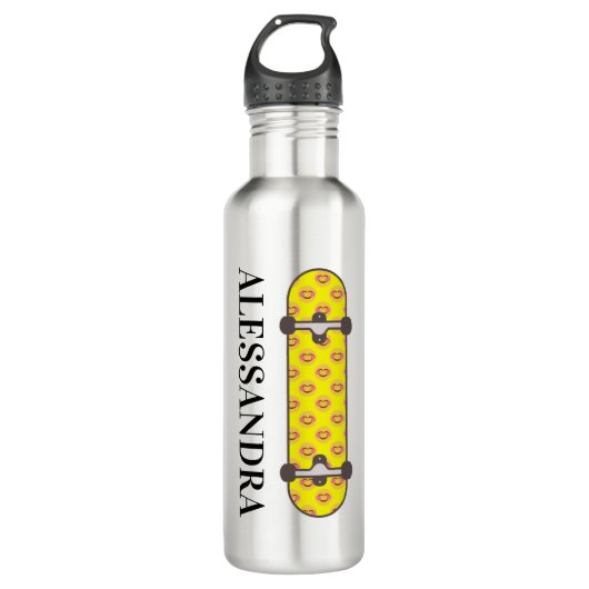 Skateboard lächelt Gesichtsmuster und individuelle Edelstahlflasche (Vorderseite)