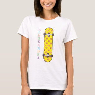 Skateboard lächelt Gesichtsmuster und individuelle T-Shirt