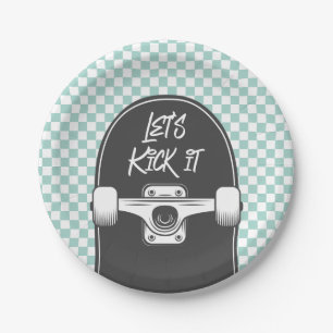 Skateboard Let's Kick It Geburtstag Papier Teller