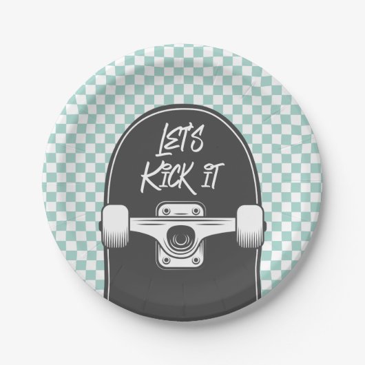 Skateboard Let's Kick It Geburtstag Papier Teller (Vorderseite)