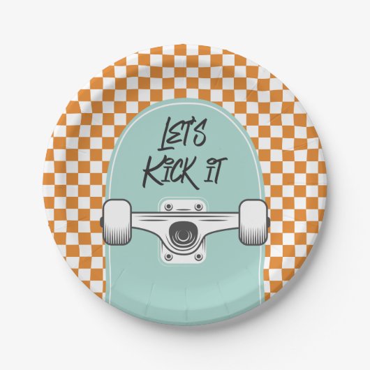 Skateboard Let's Kick It Geburtstag Papier Teller (Vorderseite)